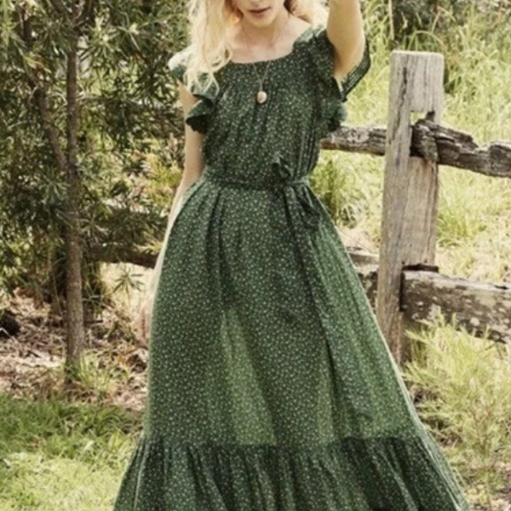Doen Sonnet Dress- Size S Martha's Vineyard Green Floral